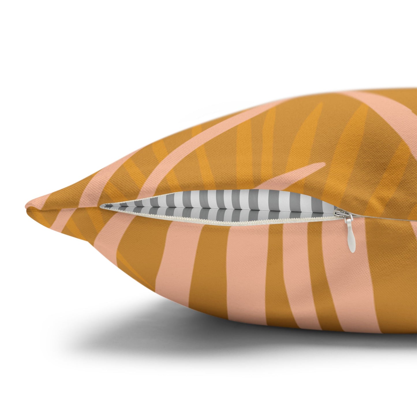 Tropical Palm Pillowcase — Orange Leaf Decorative Throw Pillow Cover