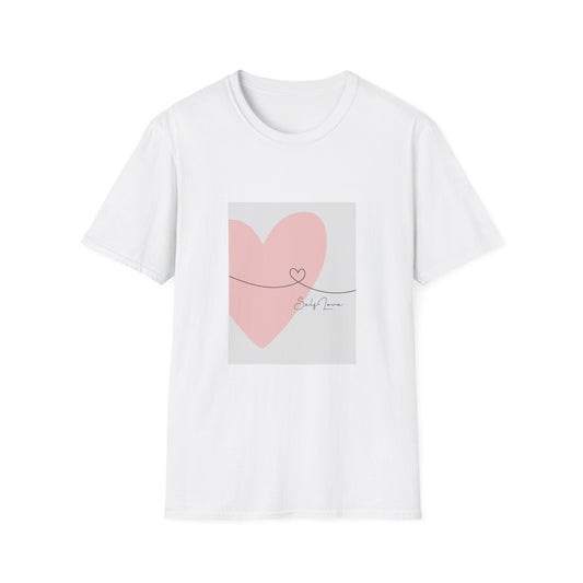 Pink Heart Minimalist Tee with ‘Self Love’ Script