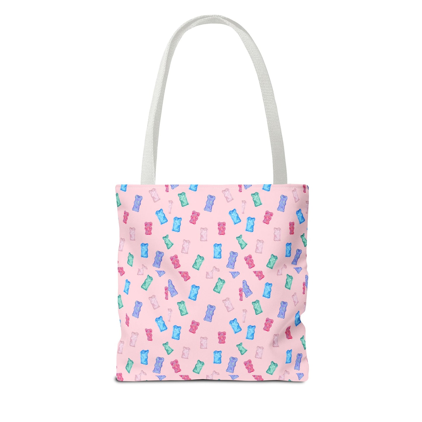 Pastel Candy Wrapper Pattern Tote Bag – Cute Pink AOP Grocery & Everyday Shopper