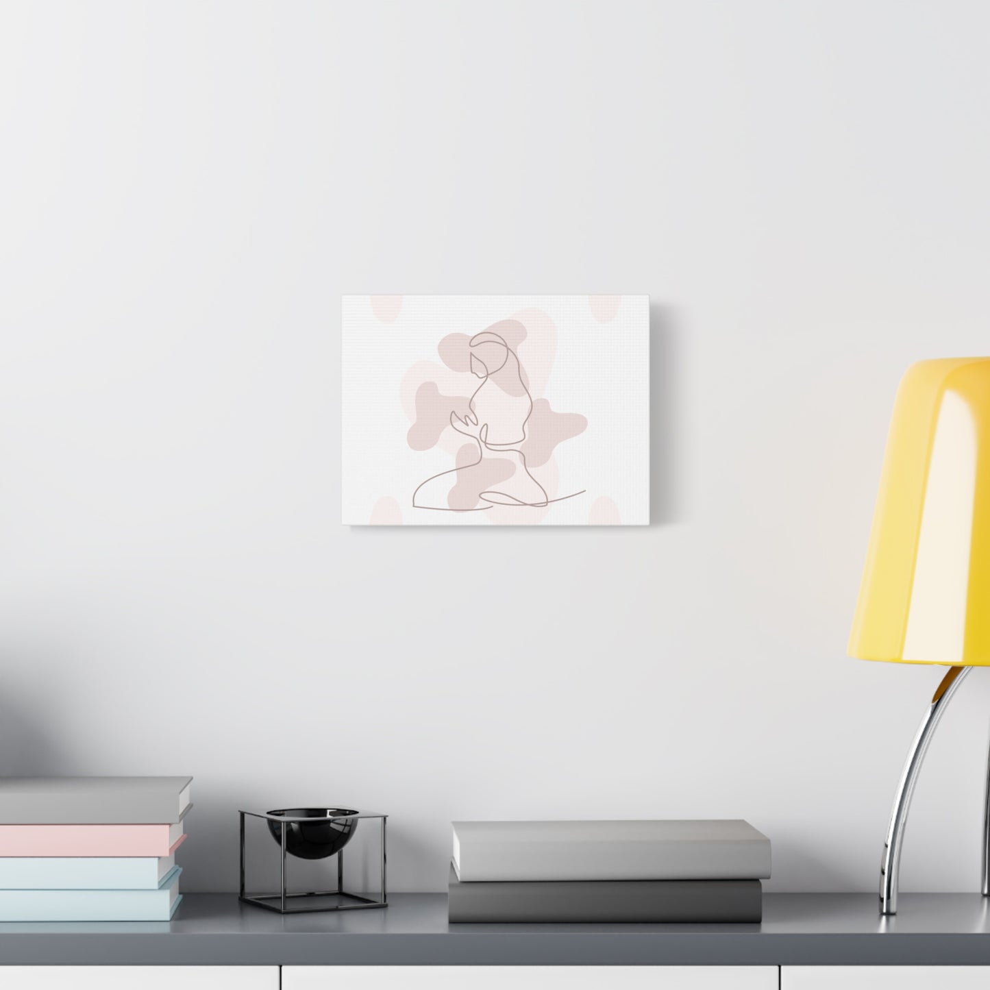 Matte Canvas Wall Art — Minimalist Line Art Woman Silhouette (Stretched)
