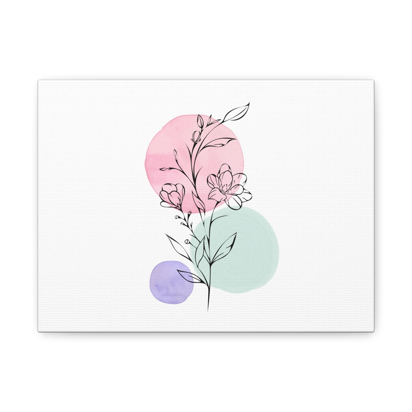 Botanical Watercolor Canvas Print — Minimal Floral Art on Matte Stretched Canvas
