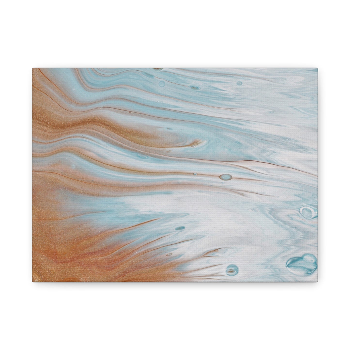 Abstract Ocean Waves Matte Canvas Wall Art — Teal & Copper Fluid Painting, Stretched 1.25"