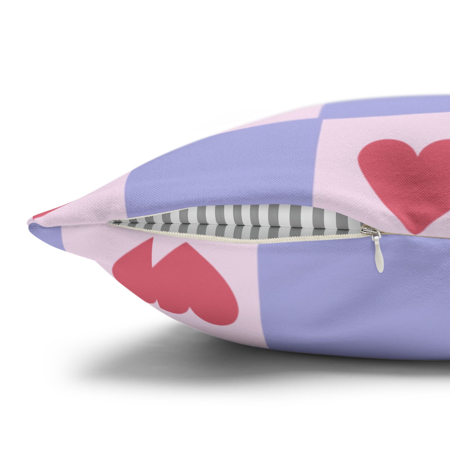 Heart Checker Pillowcase — Lavender & Pink Cute Decorative Throw Pillow Cover