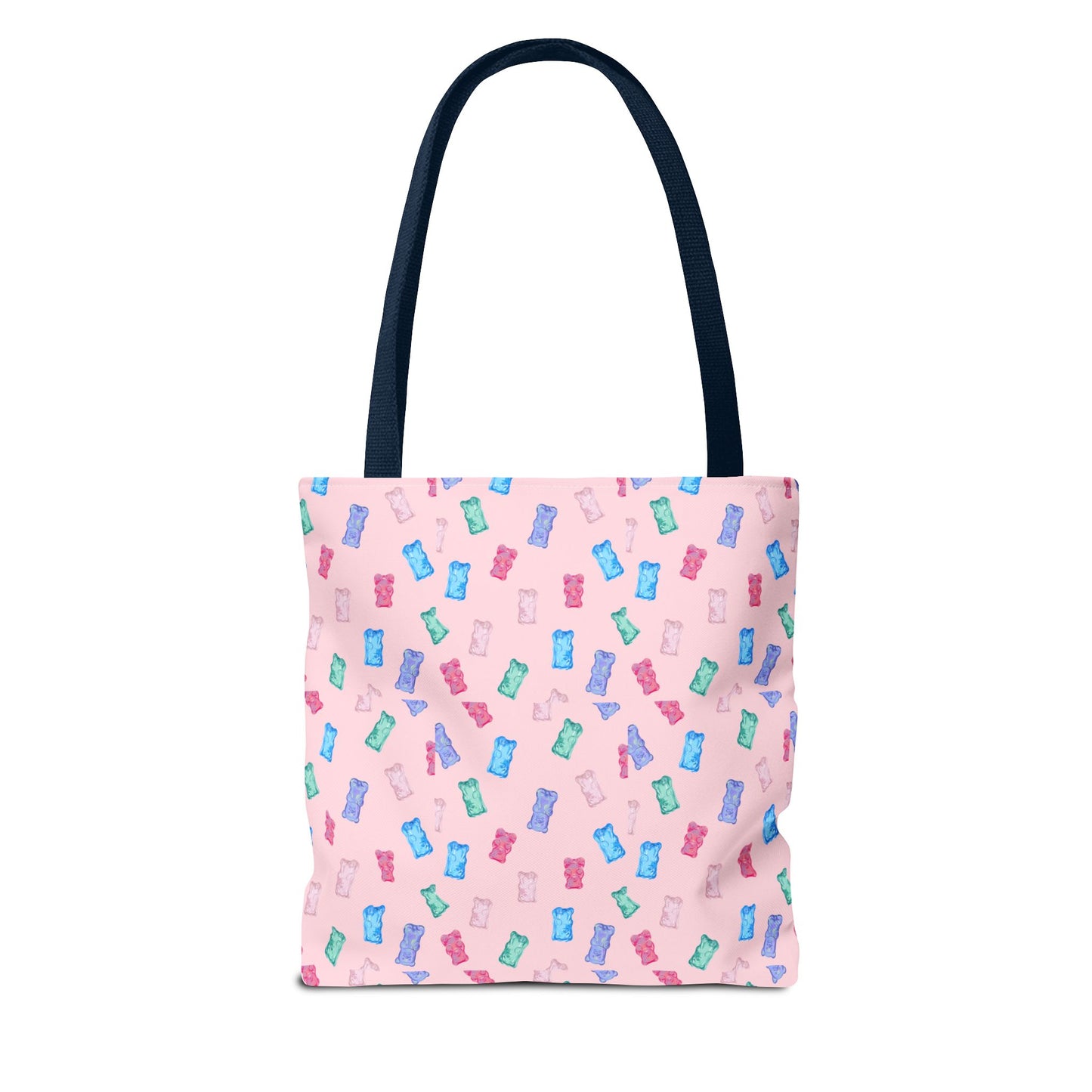 Pastel Candy Wrapper Pattern Tote Bag – Cute Pink AOP Grocery & Everyday Shopper