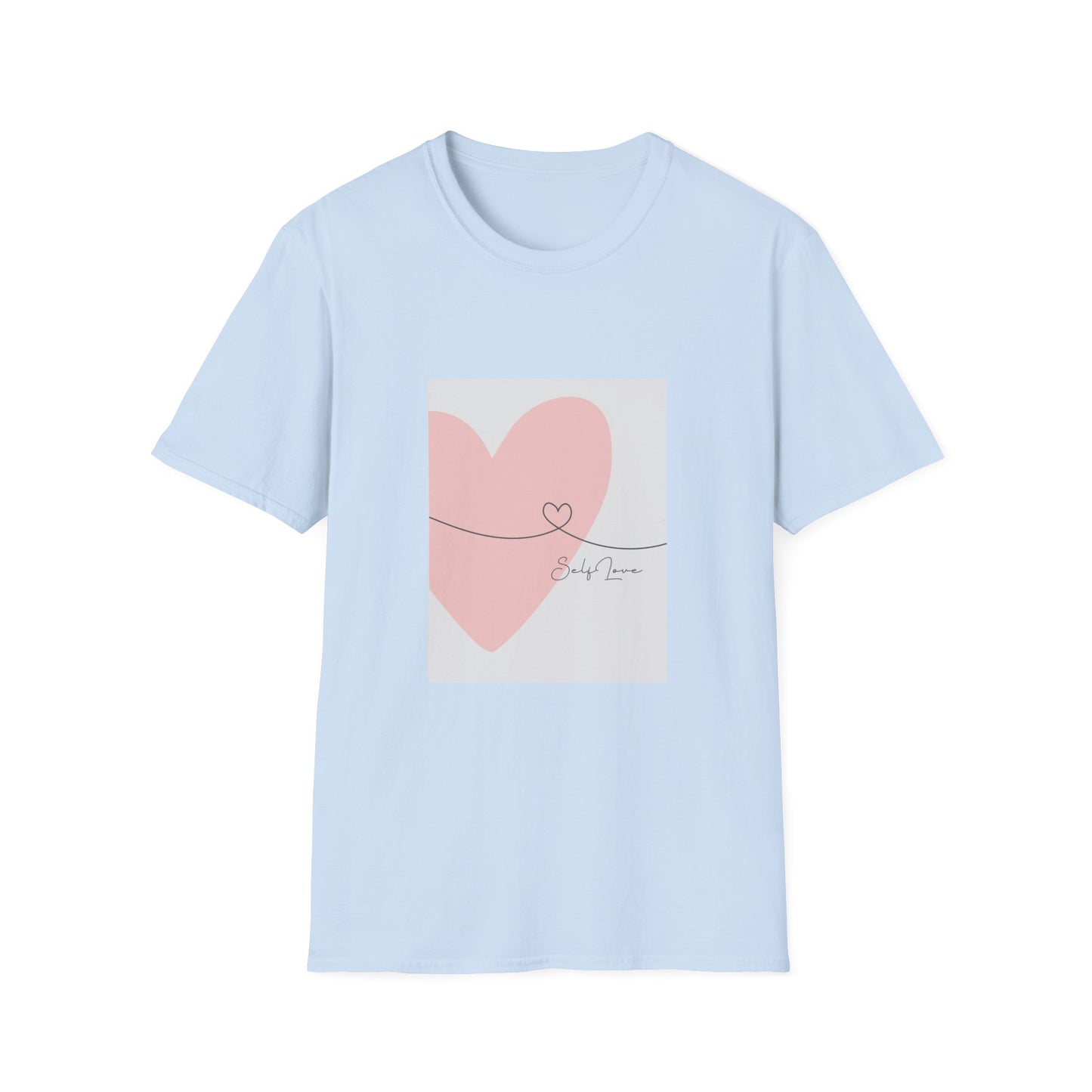 Pink Heart Minimalist Tee with ‘Self Love’ Script
