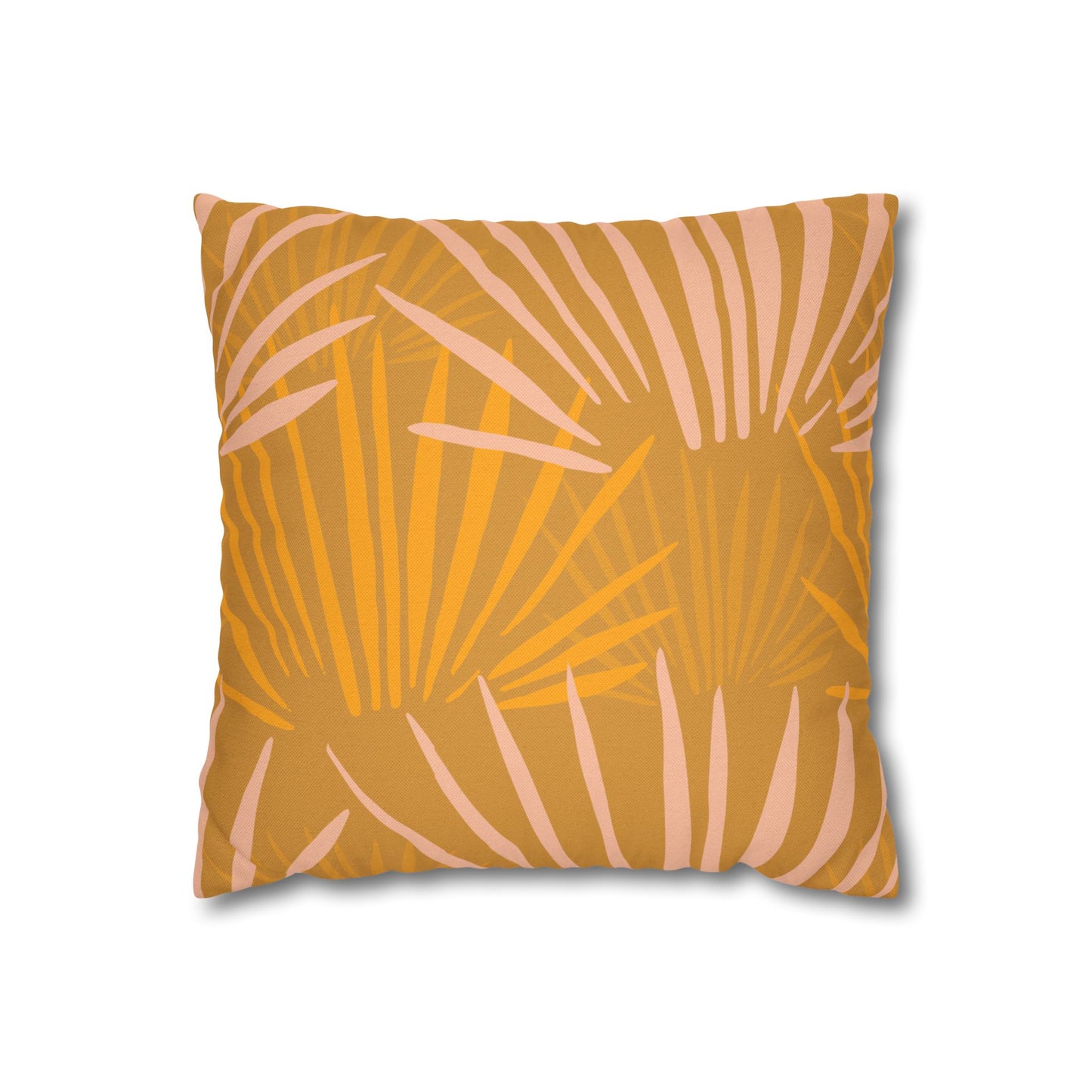 Tropical Palm Pillowcase — Orange Leaf Decorative Throw Pillow Cover