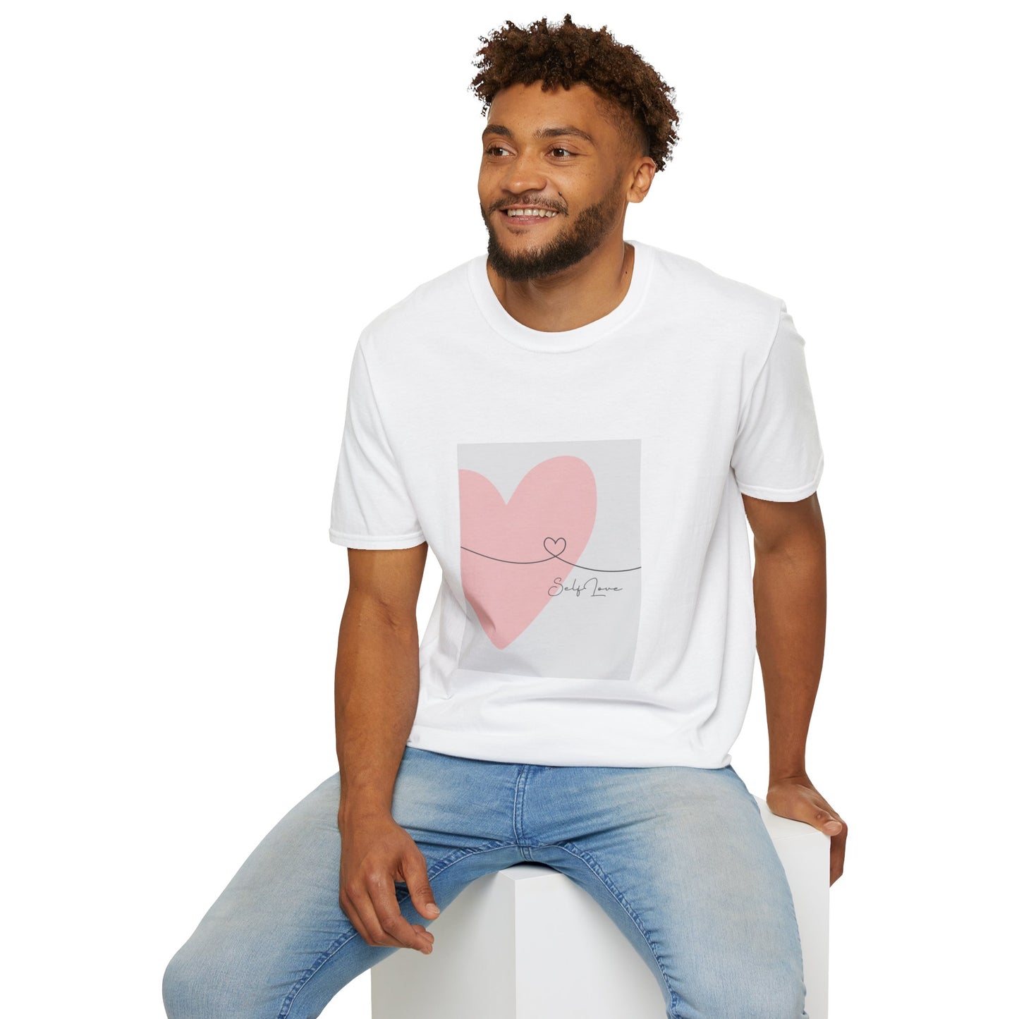 Pink Heart Minimalist Tee with ‘Self Love’ Script