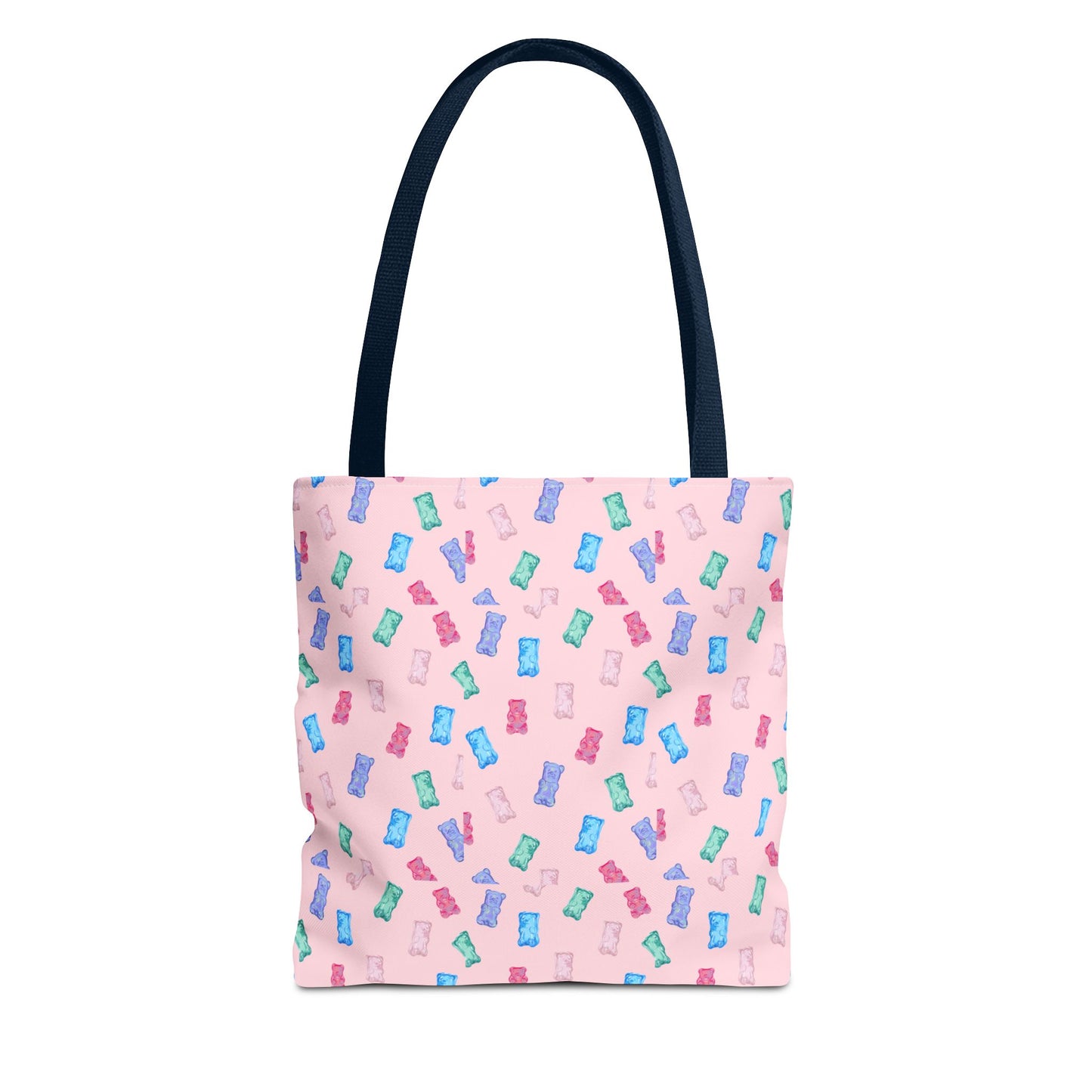 Pastel Candy Wrapper Pattern Tote Bag – Cute Pink AOP Grocery & Everyday Shopper