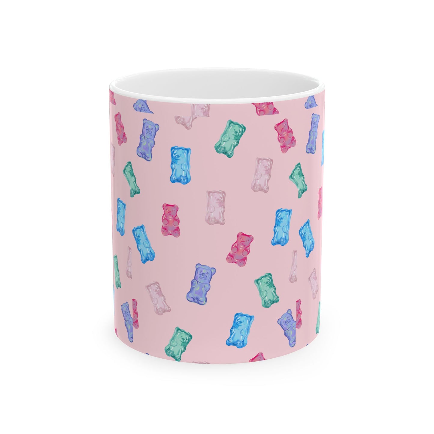 Gummy Bear Pattern Ceramic Mug — Cute Pastel Candy Print (11oz & 15oz)