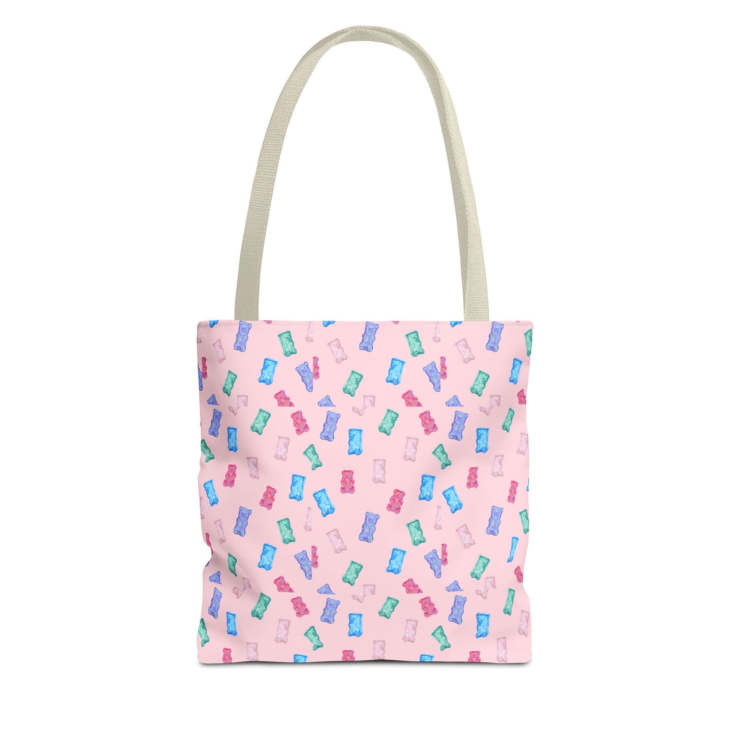 Pastel Candy Wrapper Pattern Tote Bag – Cute Pink AOP Grocery & Everyday Shopper
