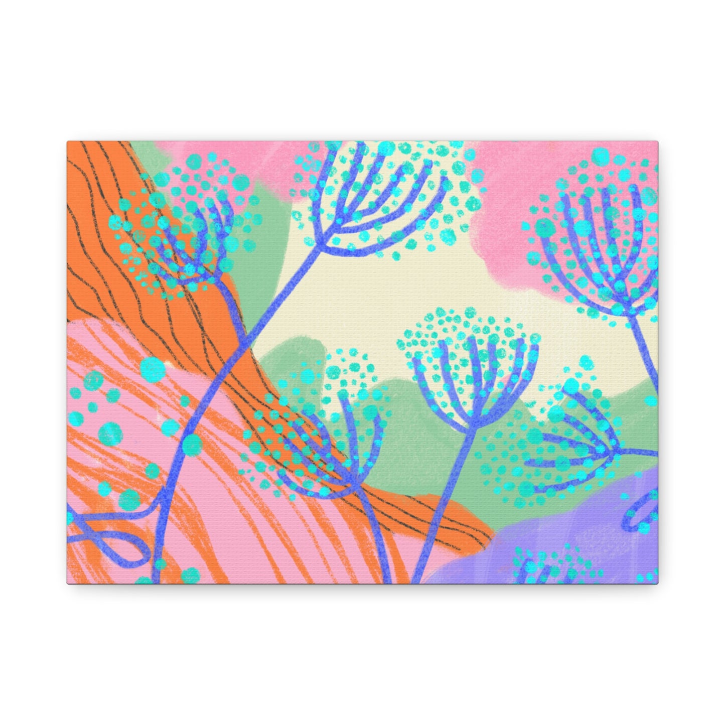 Floral Abstract Matte Canvas Wall Art — Colorful Botanical Stretched Print