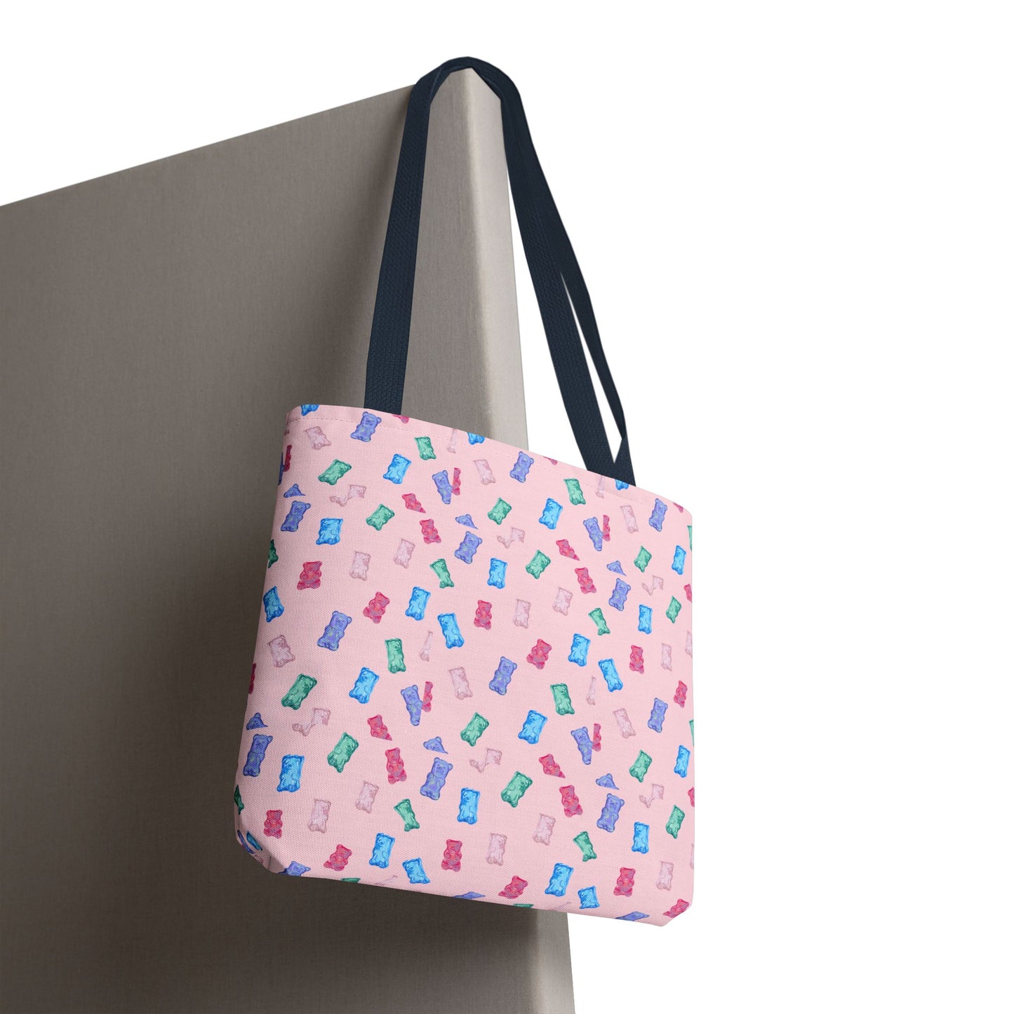 Pastel Candy Wrapper Pattern Tote Bag – Cute Pink AOP Grocery & Everyday Shopper