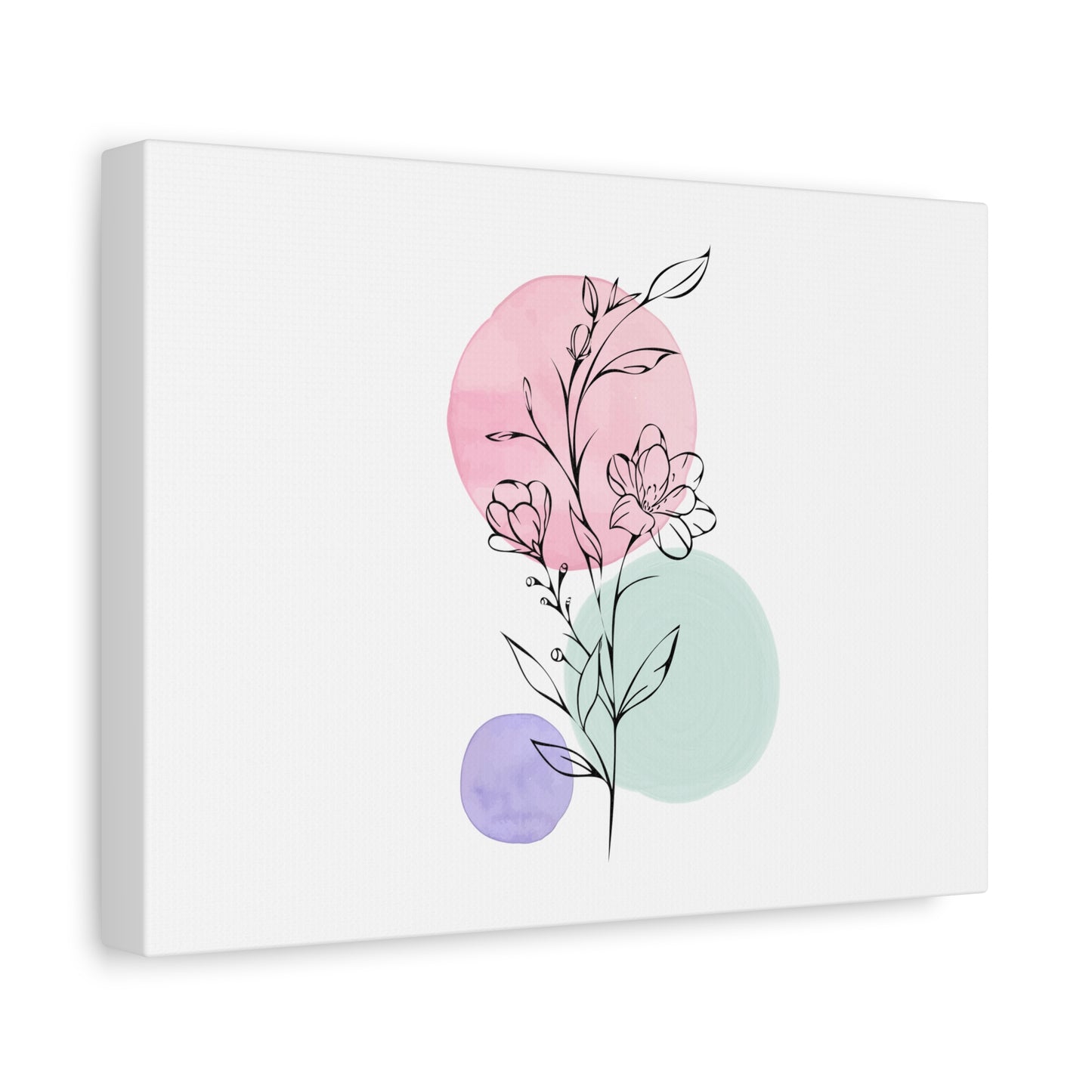 Botanical Watercolor Canvas Print — Minimal Floral Art on Matte Stretched Canvas