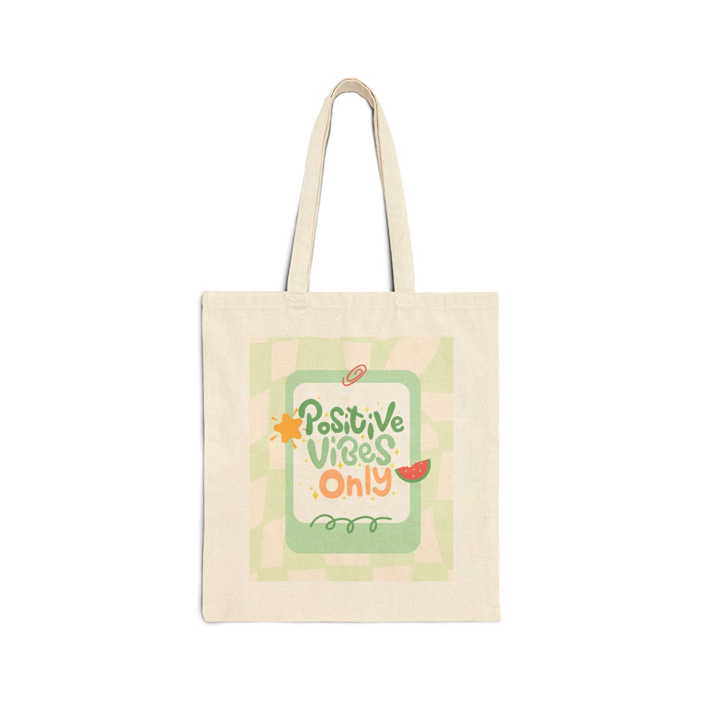 Tote Bag — "Positive Vibes Only" Canvas Grocery & Everyday Tote