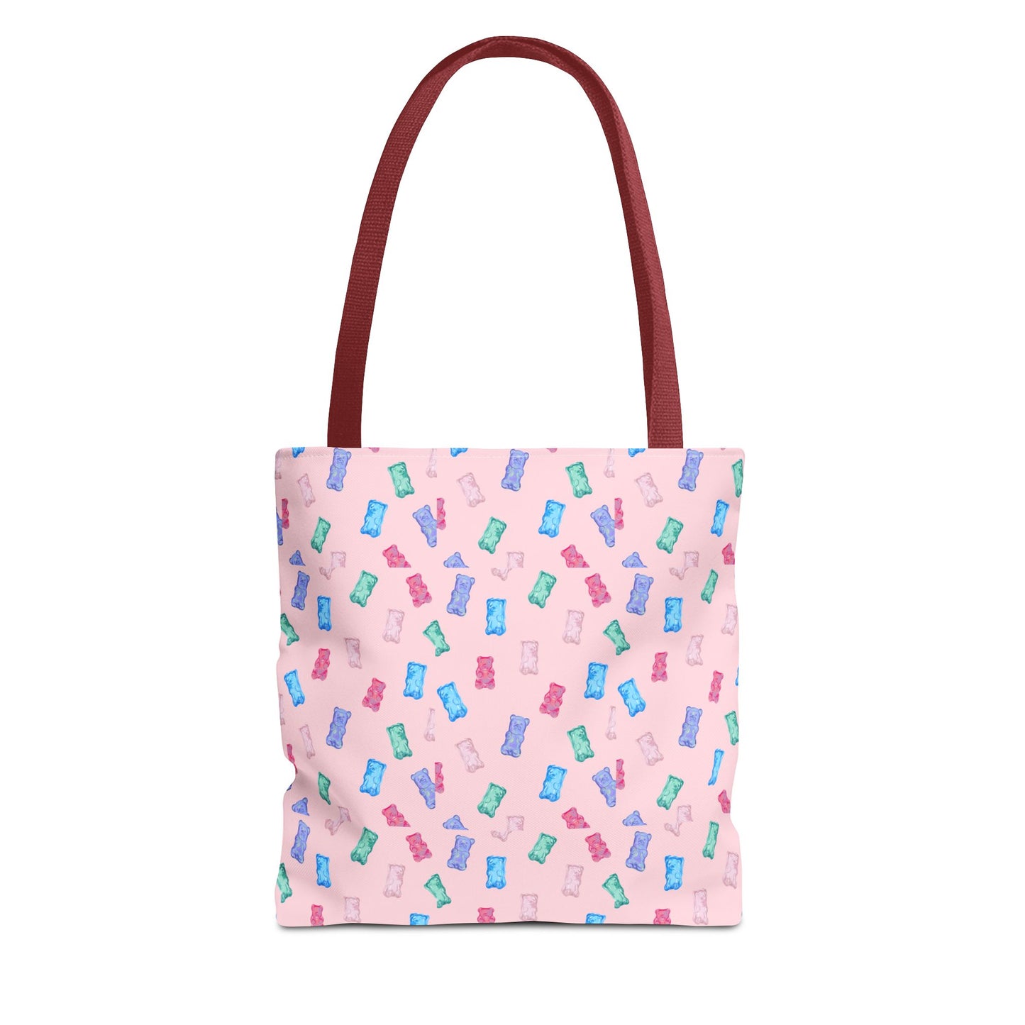 Pastel Candy Wrapper Pattern Tote Bag – Cute Pink AOP Grocery & Everyday Shopper