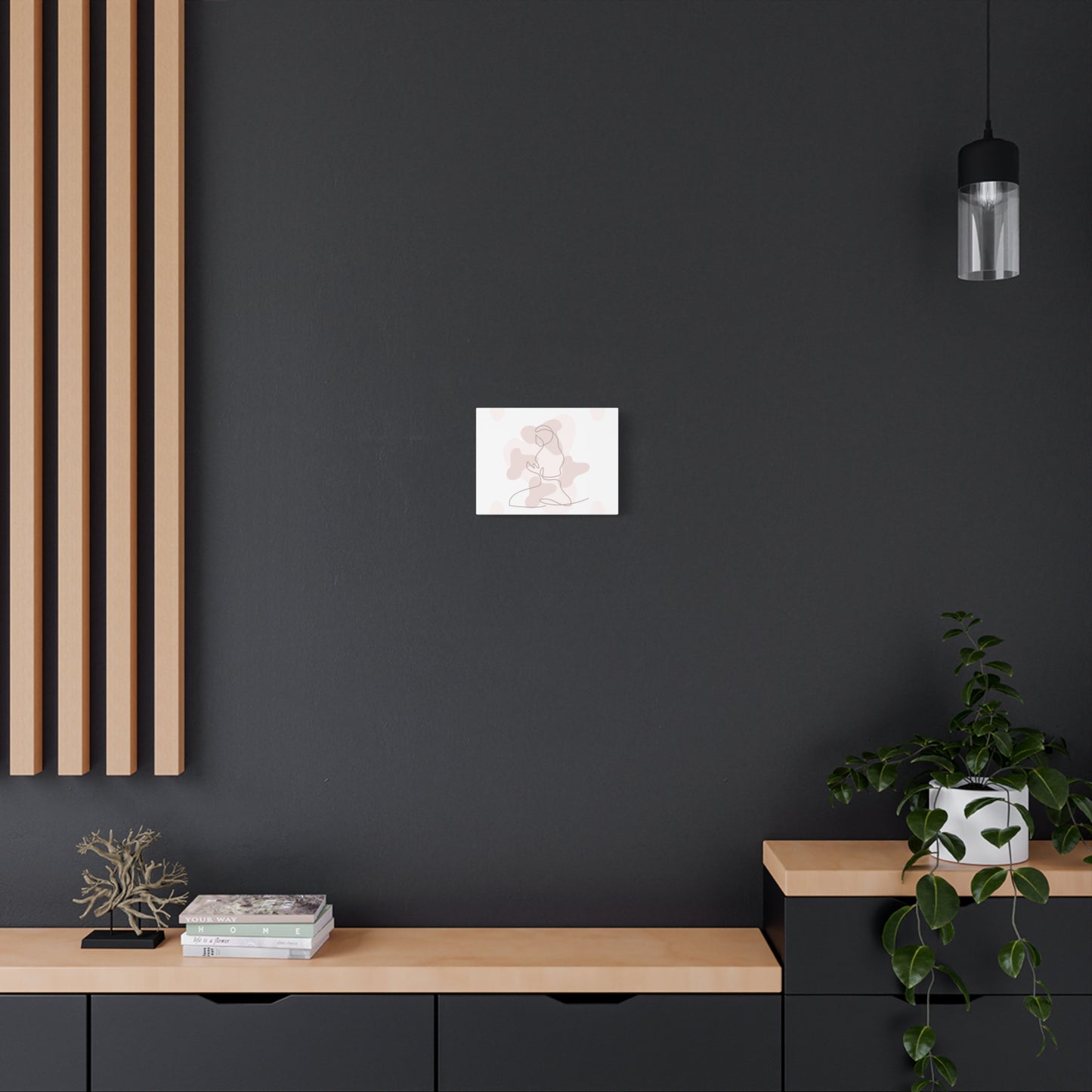 Matte Canvas Wall Art — Minimalist Line Art Woman Silhouette (Stretched)