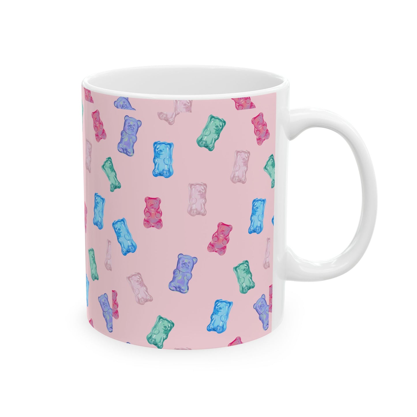 Gummy Bear Pattern Ceramic Mug — Cute Pastel Candy Print (11oz & 15oz)