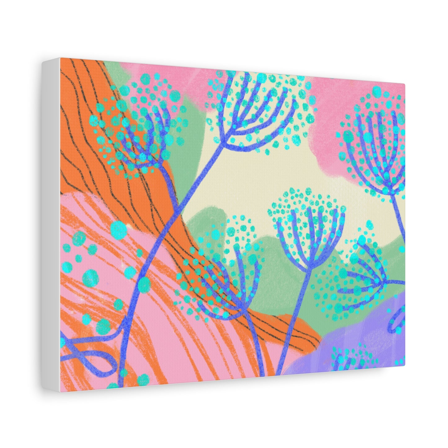 Floral Abstract Matte Canvas Wall Art — Colorful Botanical Stretched Print