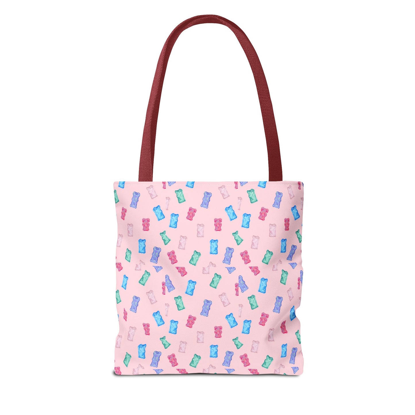 Pastel Candy Wrapper Pattern Tote Bag – Cute Pink AOP Grocery & Everyday Shopper