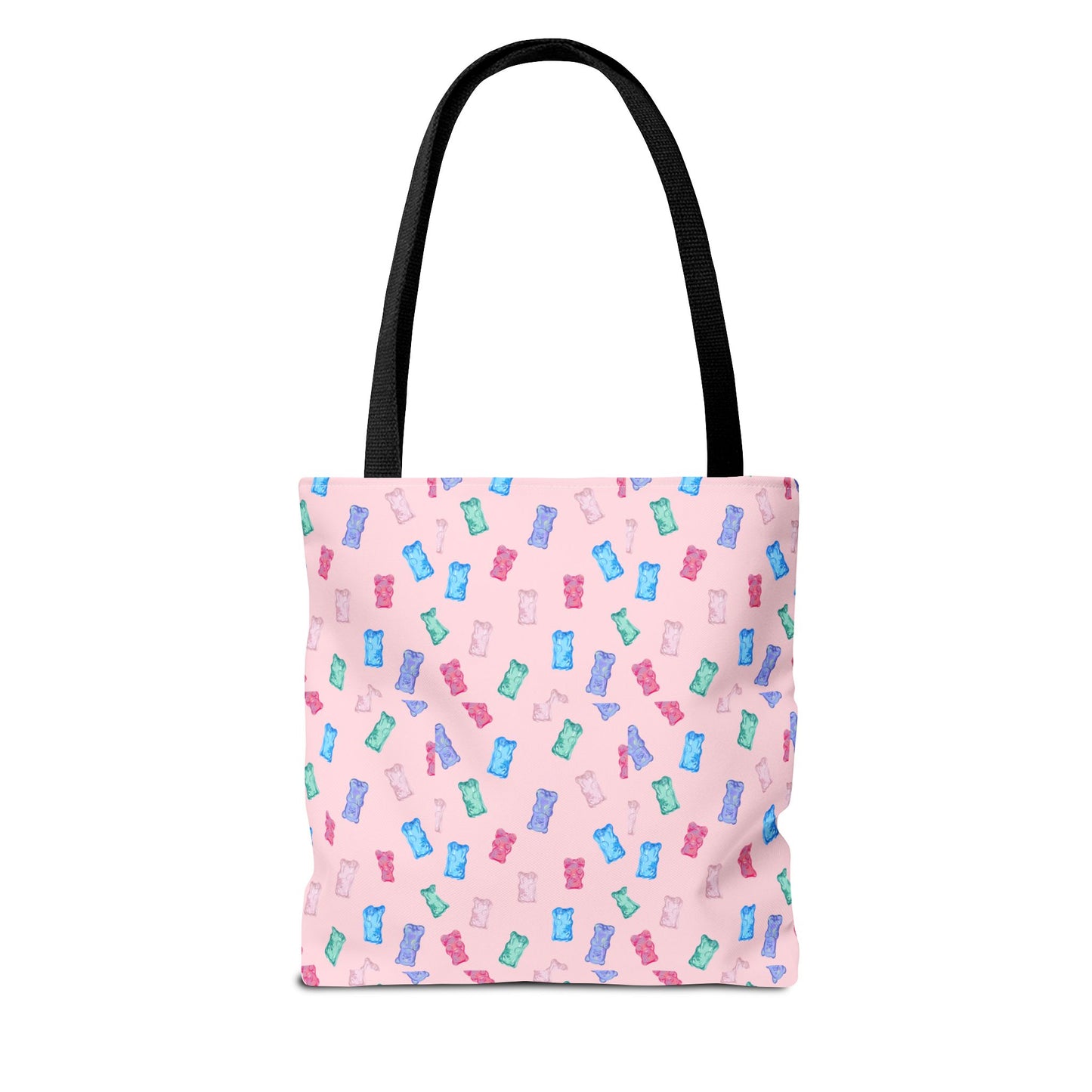 Pastel Candy Wrapper Pattern Tote Bag – Cute Pink AOP Grocery & Everyday Shopper