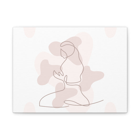 Matte Canvas Wall Art — Minimalist Line Art Woman Silhouette (Stretched)
