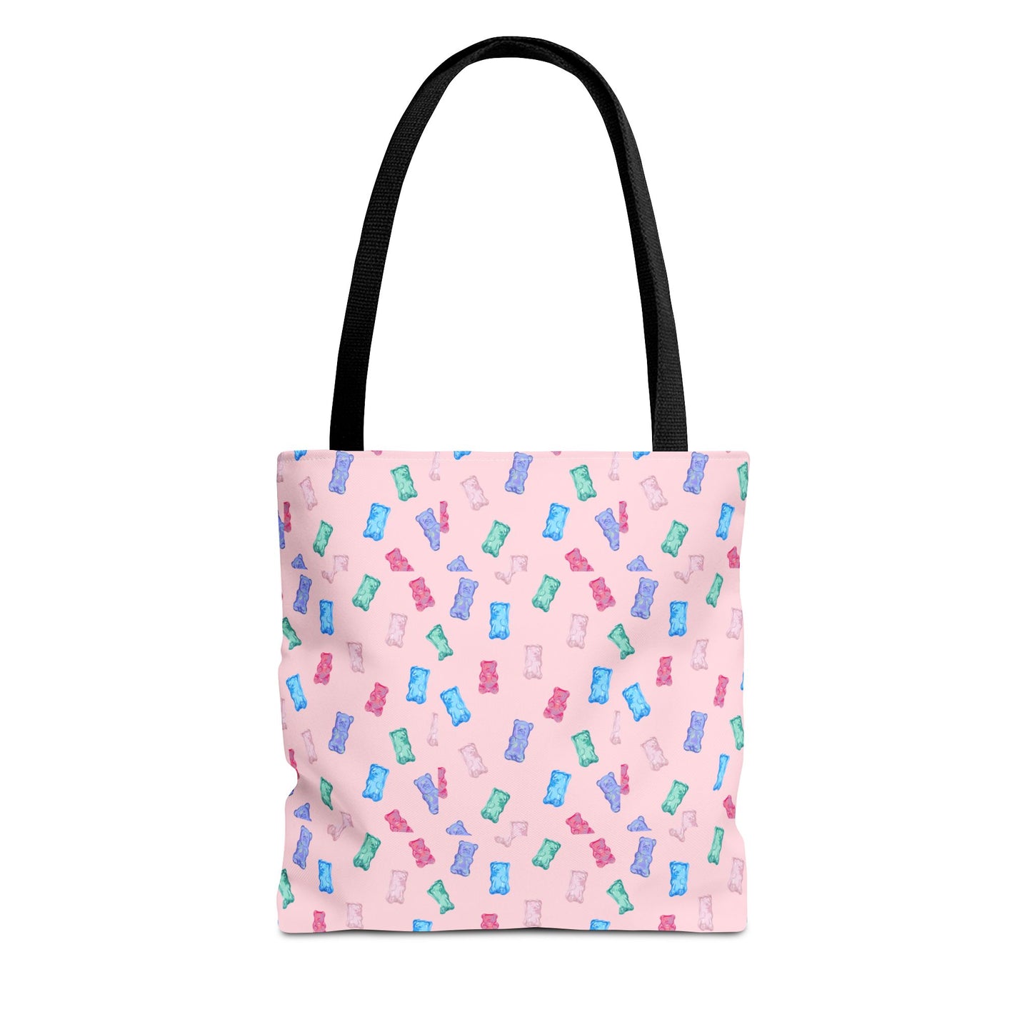 Pastel Candy Wrapper Pattern Tote Bag – Cute Pink AOP Grocery & Everyday Shopper